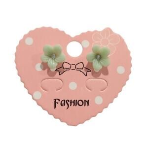 Flower Dainty Stud Earrings Lime Green Acrylic Clear Rhinestone Fashion Jewelry